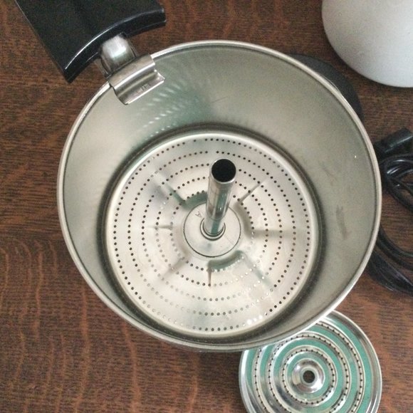 Retro Mid-Century Corningware Blue Cornflower 10 C. Electric Coffee Percolator - Picture 7 of 9